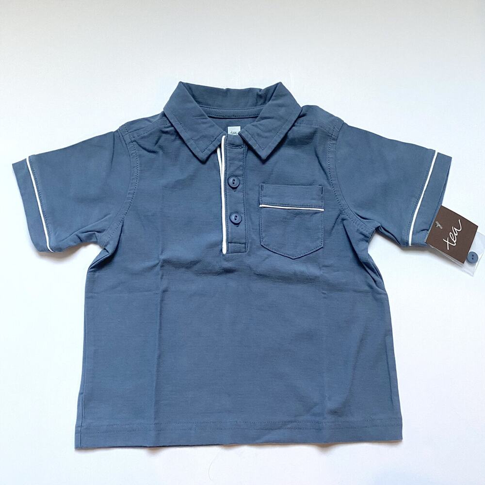 NEW Tea collection Dusty Blue Jersey Polo